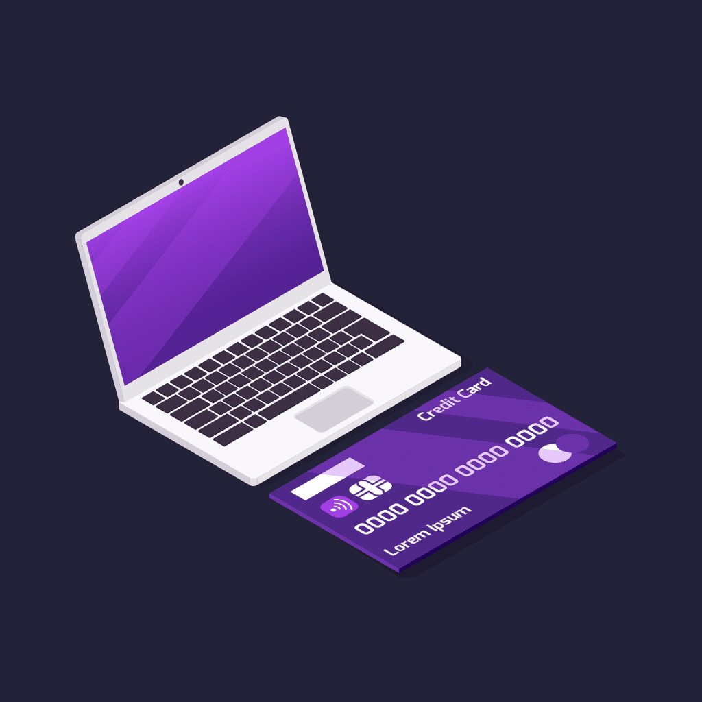 laptop, credit card, infographic